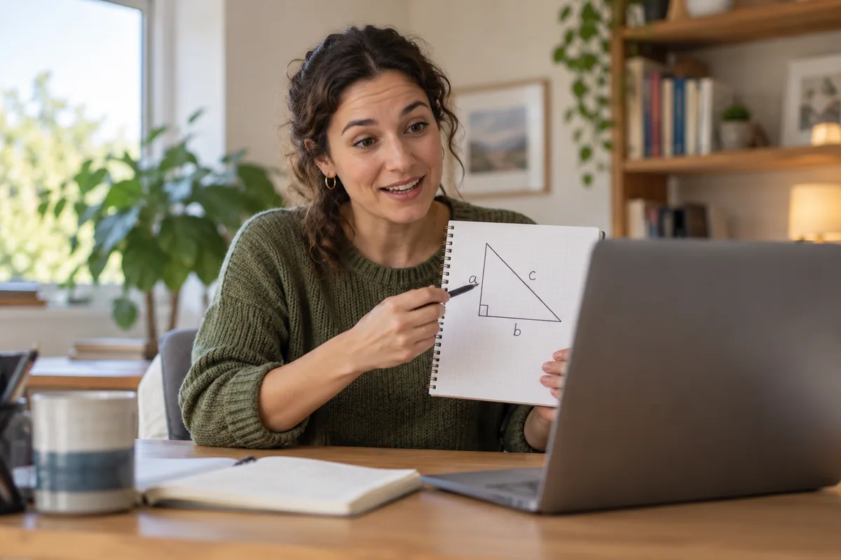 An educator explaining a concept in an online lesson
